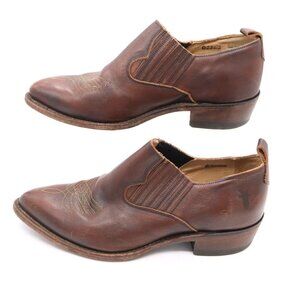 FRYE Billy Shooties Boots Womens 8.5 B Brown Burnished Toe Leather Ankle Western